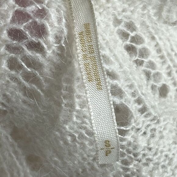 Free People Size S/P Crochet Lace Tunic Sweater Delicate Wool Angora Cream - Picture 9 of 10